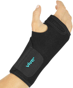 Vive Wrist Brace - Carpal Tunnel Hand Compression Support Wrap for Men, Women, Tendinitis, Bowling, Sports Injuries Pain Relief - Removable Splint - Universal Ergonomic Fit, One Size (Right)